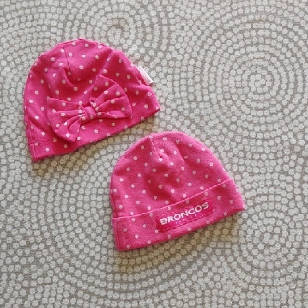 Pink Polka Dot Kids Beanie Set